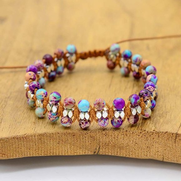 Ocean Regalite Tibetan Bead Handmade Braided Healing Reiki Women Bracelet Gift - Picture 3 of 3